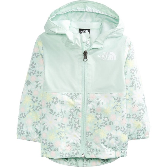 The North Face zip line rain Floral Jacket - Gray and Green - Picture 1 of 6